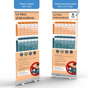 totem enrouleur personnalisable avec calcul du taux d'alcoolémie dans le sang