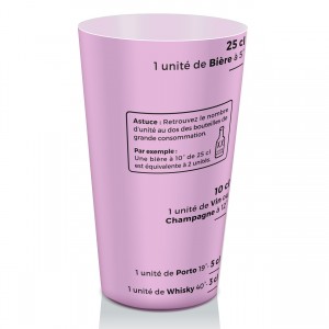 gobelet doseur d'alcool rose, accessoire de prévention aux dangers de l'alcool