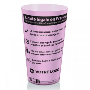 gobelet doseur d'alcool rose, accessoire de prévention aux dangers de l'alcool