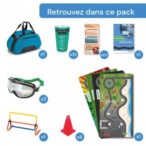 Kit de sensibilisation ludique aux dangers de l'alcool au volant avec accessoires préventifs.